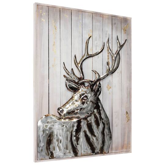 Empire Art Direct 40" x 30" Deer 2 Framed Metal Wall Sculpture